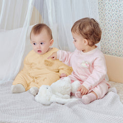 Dave&Bella Baby Girls/Boys Winter Charming Pink/Yellow Indoor Soft Rompers