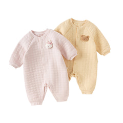 Dave&Bella Baby Girls/Boys Winter Charming Pink/Yellow Indoor Soft Rompers
