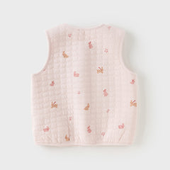 Dave&Bella Toddler Girls Winter Charming Beige/Light Pink Sleeveless Padded Vests Tops