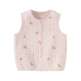 Dave&Bella Toddler Girls Charming Beige/Light Pink Sleeveless Padded Vests Tops