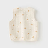 Dave&Bella Toddler Girls Charming Beige/Light Pink Sleeveless Padded Vests Tops