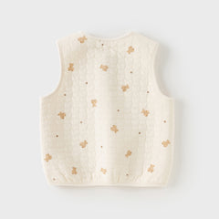 Dave&Bella Toddler Girls Winter Charming Beige/Light Pink Sleeveless Padded Vests Tops