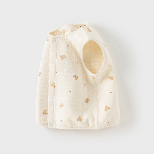 Dave&Bella Toddler Girls Winter Charming Beige/Light Pink Sleeveless Padded Vests Tops