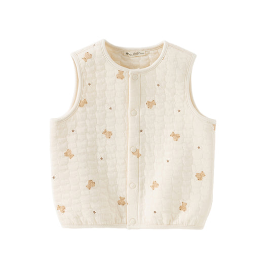 Dave&Bella Toddler Girls Winter Charming Beige/Light Pink Sleeveless Padded Vests Tops