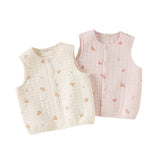 Dave&Bella Toddler Girls Charming Beige/Light Pink Sleeveless Padded Vests Tops