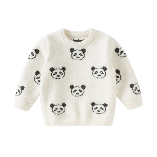 Dave&Bella Toddler Boys Winter Cute Panda Print Classic Soft Sweaters Tops