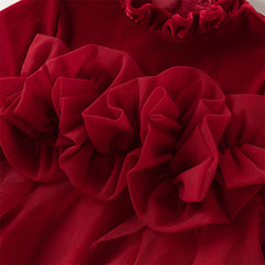 Dave&Bella Toddler Girls Cute Red Soft Turtle Cozy A-line Mesh Princess Dress