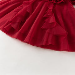 Dave&Bella Toddler Girls Cute Red Soft Turtle Cozy A-line Mesh Princess Dress