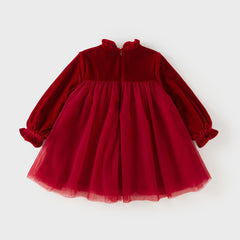 Dave&Bella Toddler Girls Cute Red Soft Turtle Cozy A-line Mesh Princess Dress