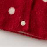 Dave&Bella Toddler Girls Red Dots-print Hooded Long-sleeved Soft Plush Capes