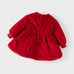 Dave&Bella Toddler Girls Festival Red Long Sleeve Cozy Padded A-line Dress