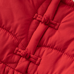 Dave&Bella Toddler Girls Festival Red Long Sleeve Cozy Padded A-line Dress