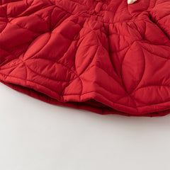 Dave&Bella Toddler Girls Festival Red Long Sleeve Cozy Padded A-line Dress