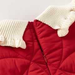 Dave&Bella Toddler Girls Festival Red Long Sleeve Cozy Padded A-line Dress