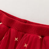 Dave&Bella Toddler Girls Festival Red Chinese-style Hooded Top Mesh Skirt Sets