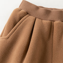 Dave&Bella Toddler Boys Coffee Brown Outdoor Loose Plush-lined Joggers Pants