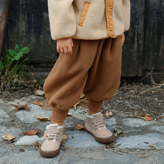 Dave&Bella Toddler Boys Coffee Brown Outdoor Loose Plush-lined Joggers Pants