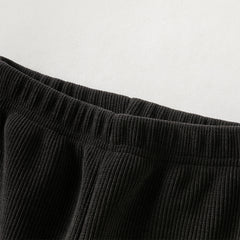 Dave&Bella Toddler Girls Carbon Black Straight-leg Loose Plush-lined Pants