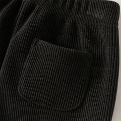 Dave&Bella Toddler Girls Carbon Black Straight-leg Loose Plush-lined Pants