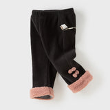 Dave&Bella Toddler Girls Carbon Black Straight-leg Loose Plush-lined Pants