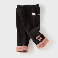 Dave&Bella Toddler Girls Carbon Black Straight-leg Loose Plush-lined Pants