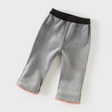 Dave&Bella Toddler Girls Carbon Black Straight-leg Loose Plush-lined Pants