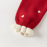 Dave&Bella Toddler Girls Soft Knit Cute Red/Beige Sweaters