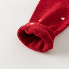 Dave&Bella Toddler Girls Autumn Soft Knit Cute Red/Beige Sweaters Tops