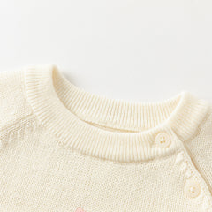 Dave&Bella Toddler Girls Autumn Soft Knit Cute Red/Beige Sweaters Tops