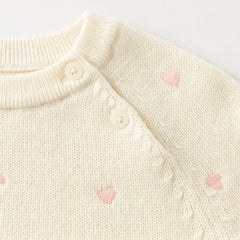 Dave&Bella Toddler Girls Autumn Soft Knit Cute Red/Beige Sweaters Tops