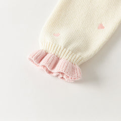 Dave&Bella Toddler Girls Autumn Soft Knit Cute Red/Beige Sweaters Tops