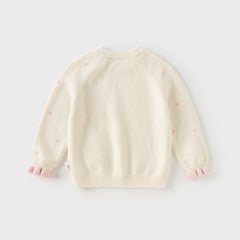 Dave&Bella Toddler Girls Autumn Soft Knit Cute Red/Beige Sweaters Tops