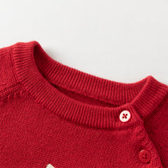 Dave&Bella Toddler Girls Autumn Soft Knit Cute Red/Beige Sweaters Tops