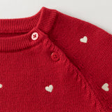 Dave&Bella Toddler Girls Soft Knit Cute Red/Beige Sweaters