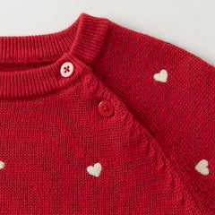 Dave&Bella Toddler Girls Autumn Soft Knit Cute Red/Beige Sweaters Tops