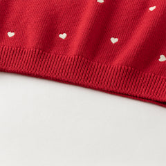 Dave&Bella Toddler Girls Autumn Soft Knit Cute Red/Beige Sweaters Tops