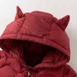 Dave&Bella Baby Girls/Boys Winter Dark Red Indoor Cozy Long Sleeve Hooded Down Romper
