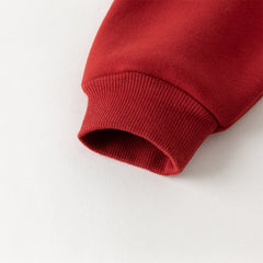 Dave&Bella Toddler Boys Versatile Christmas Red Turtle Plush-lined Sweatshirts Tops