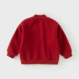 Dave&Bella Toddler Boys Versatile Christmas Red Turtle Plush-lined Sweatshirts Tops