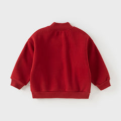 Dave&Bella Toddler Boys Versatile Christmas Red Turtle Plush-lined Sweatshirts Tops