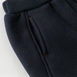 Dave&Bella Toddler Boys Navy Blue Plush-lined Warm Loose Drawstring Sweatpants