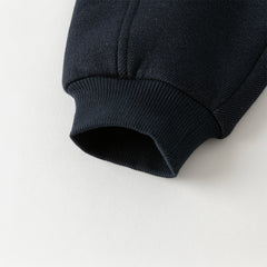 Dave&Bella Toddler Boys Winter Navy Blue Plush-lined Warm Loose Drawstring Sweatpants
