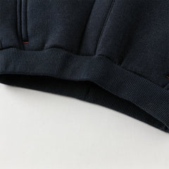 Dave&Bella Toddler Boys Winter Navy Blue Plush-lined Warm Loose Drawstring Sweatpants