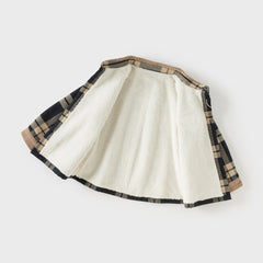 Dave&Bella Toddler Boys Winter Casual Plaid  Plush-lined College-style Shirt Tops