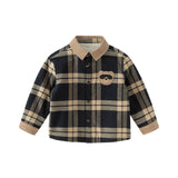 Dave&Bella Toddler Boys Casual Plaid  Plush-lined College-style Shirt Tops