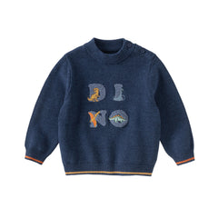 Dave&Bella Toddler Boys Winter Playful Blue Turtle Breathable Cotton  Sweaters Tops