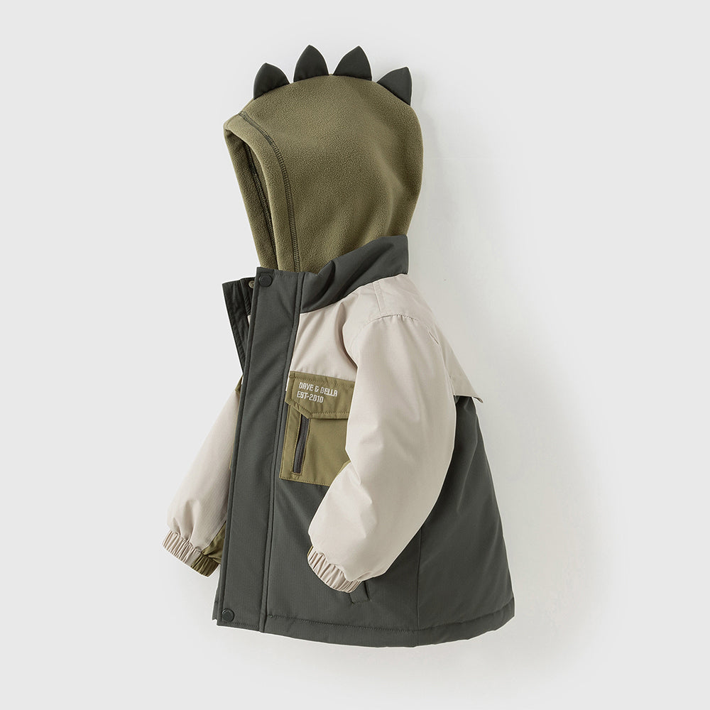 Dave&Bella Toddler Boys Cute Green Dinosaur-style Outdoor Hooded Padded Coats