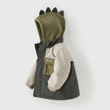 Dave&Bella Toddler Boys Cute Green Dinosaur-style Outdoor Hooded Padded Coats