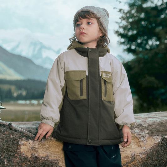 Dave&Bella Toddler Boys Cute Green Dinosaur-style Outdoor Hooded Padded Coats