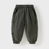 Dave&Bella Toddler Boys Outdoor Cozy Plush-lined Drawstring Loose Pants